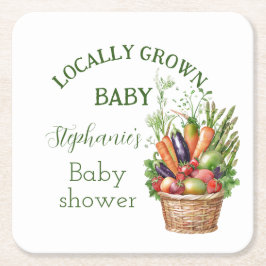 Porta-copo De Papel Quadrado Locally Grown Baby Shower Farmers Market
