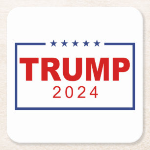 Porta-copo De Papel Quadrado Logotipo clássico do retângulo Trump 2024