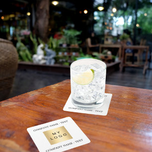 Porta-copo De Papel Quadrado Logótipo da empresa comercial slogan cor da marca