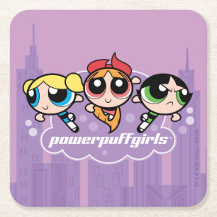 Porta-copo De Papel Quadrado Logotipo da equipe de garotas do Powerpuff