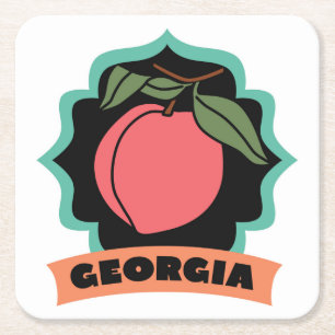 Porta-copo De Papel Quadrado Logotipo do pêssego de Geórgia