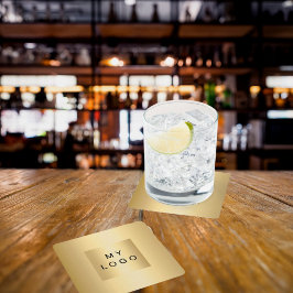 Porta-copo De Papel Quadrado logotipo Dourado para empresas