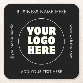 Porta-copo De Papel Quadrado Logotipo e texto personalizados minimalistas simpl