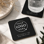 Porta-copo De Papel Quadrado Logotipo | Empresa Corporativa Minimalista<br><div class="desc">Um modelo de negócios preto personalizado simples em um estilo minimalista moderno que pode ser facilmente atualizado com o logotipo e o texto da sua empresa. Se precisar de ajuda para personalizar este produto,  entre em contato comigo usando o botão de mensagem abaixo e ficarei feliz em ajudar.</div>