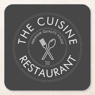 Porta-copo De Papel Quadrado Logotipo Personalizado de Restaurante Moderno Quad