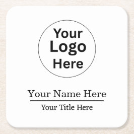 Porta-copo De Papel Quadrado Logotipo Personalizado Foto Nome Simples Minimalis