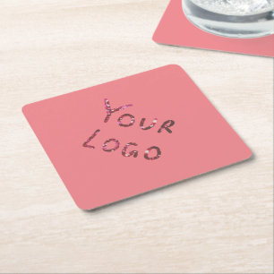 Porta-copo De Papel Quadrado Logotipo personalizado simples e elegante aqui era