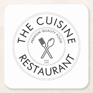 Porta-copo De Papel Quadrado Logotipo Quadrado Moderno de Restaurante Personali