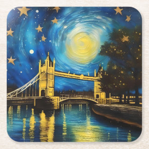 Porta-copo De Papel Quadrado London Bridge Acrylic Art,