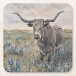 Porta-copo De Papel Quadrado "Longhorn" Pintado à mão