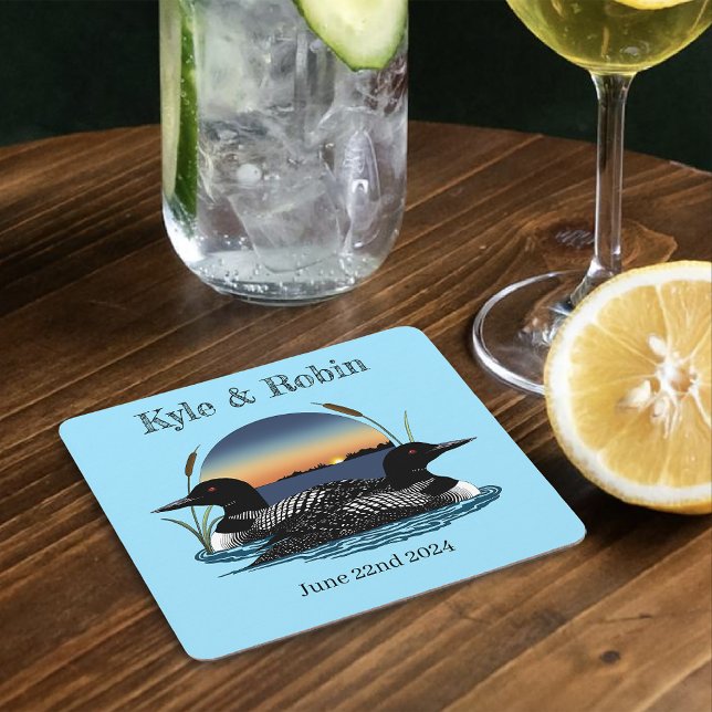 Porta-copo De Papel Quadrado Loons Sunset Blue (Criador carregado)