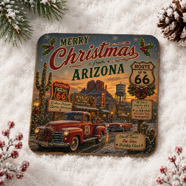 Porta-copo De Papel Quadrado Louças para Bar de Natal da Rota 66 Arizona