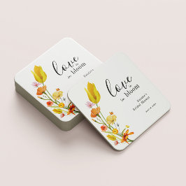 Porta-copo De Papel Quadrado Love is in Bloom Spring Wildflower Bridal Shower