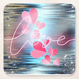 Porta-copo De Papel Quadrado Love Shimmer