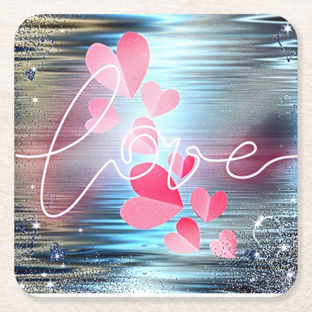 Porta-copo De Papel Quadrado Love Shimmer (Frente)