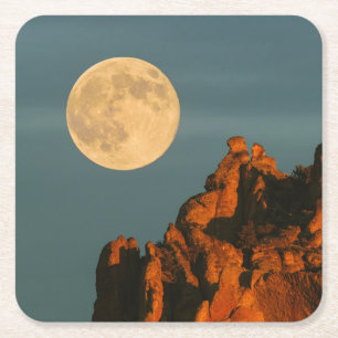 Porta-copo De Papel Quadrado Lua Cheia Falésias de Basalto Smith Rock State P