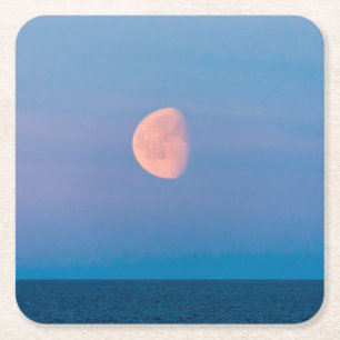 Porta-copo De Papel Quadrado Lua Sobre o Mar de Bering   Extremo Oriente Russo