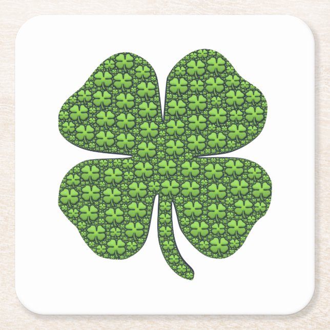 Porta-copo De Papel Quadrado Lucky Irish Clover (Frente)