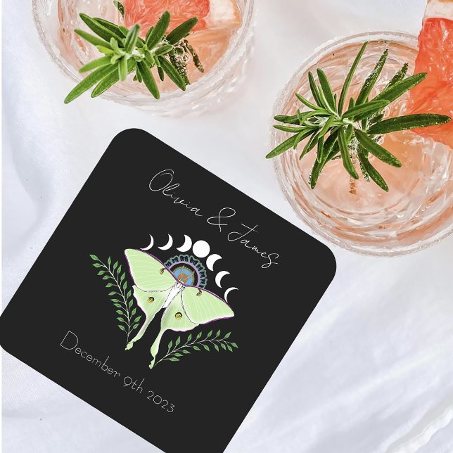 Porta-copo De Papel Quadrado Luna Moth Phases (Criador carregado)