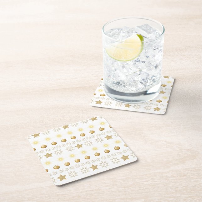 Porta-copo De Papel Quadrado Luxury Gold and White Luxury Festive (Insitu)