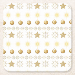 Porta-copo De Papel Quadrado Luxury Gold and White Luxury Festive