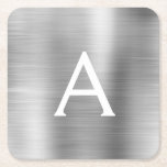 Porta-copo De Papel Quadrado Luxury Prata Bruta Monograma de Metal Nome Inicial<br><div class="desc">Folha de prata de luxo Brutou o nome do monograma e a Porta copos inicial. O faz o presente perfeito para alguém que procura uma Porta copos monográfica moderna para uma festa ou celebração.</div>