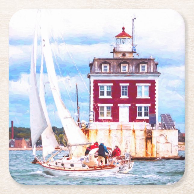 Porta-copo De Papel Quadrado Luz da borda de passagem (Frente)