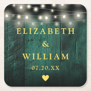 Porta-copo De Papel Quadrado Luzes de Corda Rústicas de Madeira Verde Boho Casa