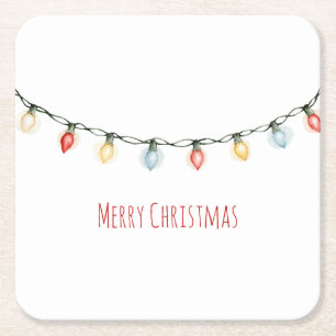 Porta-copo De Papel Quadrado Luzes de Natal Caprichosas