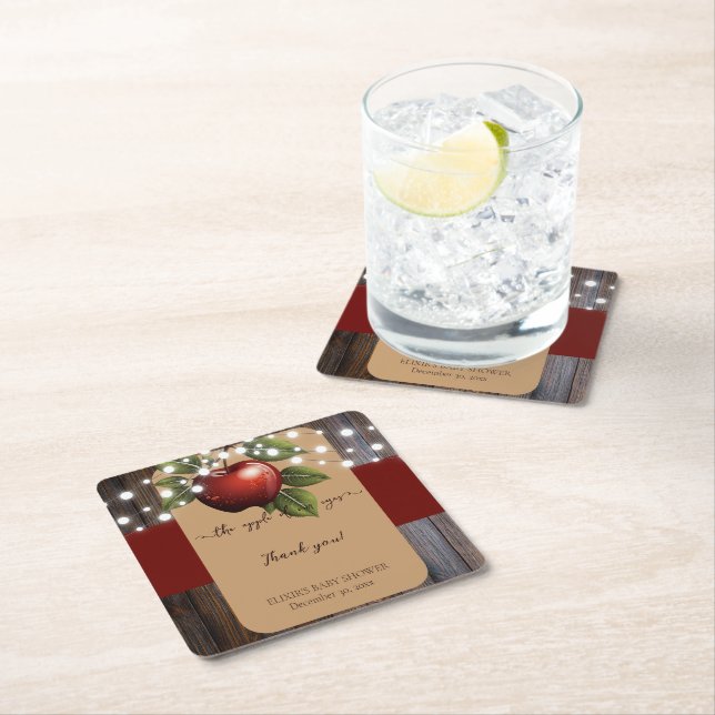 Porta-copo De Papel Quadrado Maçã do nosso Chá de fraldas de queda (Insitu)