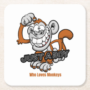 Porta-copo De Papel Quadrado macaco apenas um menino