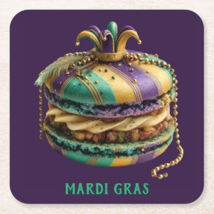 Porta-copo De Papel Quadrado Macaron Real Mardi Gras