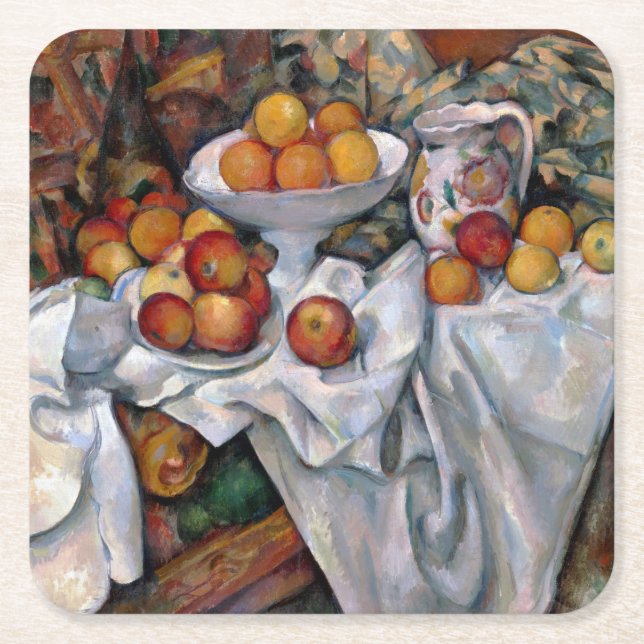 Porta-copo De Papel Quadrado Maçãs e Laranjas, Paul Cezanne, 1895-1900 (Frente)