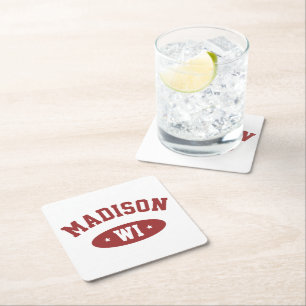 Porta-copo De Papel Quadrado Madison Wisconsin Retro Esportivo Conjunto de Port