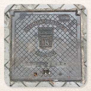 Porta-copo De Papel Quadrado Madrid, cobrir de serviço público da espanha -