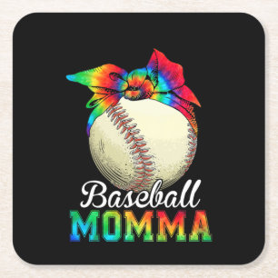 Porta-copo De Papel Quadrado Mãe Baseball Momma Birthday