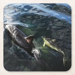 Porta-copo De Papel Quadrado Mãe comum de golfinhos e Porta copos de bebês