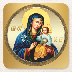 Porta-copo De Papel Quadrado Mãe de Deus, virgem Maria