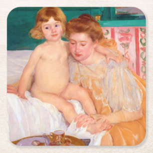 Porta-copo De Papel Quadrado Mãe e Criança, Mary Cassatt