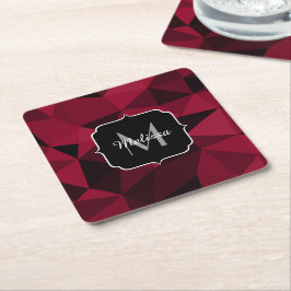 Porta-copo De Papel Quadrado Magenta rosa vermelho padrão de geometria preto Mo