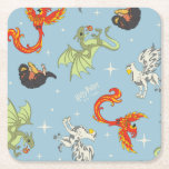 Porta-copo De Papel Quadrado Magical Creatures Vintage Pattern<br><div class="desc">Bring the wonder of magical creatures to life with this vibrant all-over pattern design. Featuring soaring phoenixes, proud hippogriffs, playful dragons, and other enchanting beasts, this lively print captures the excitement and adventure of the wizarding world. Set against a soft sky-blue background with twinkling star accents, the colorful illustrations create...</div>
