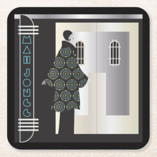 Porta-copo De Papel Quadrado Mah Jongg Deco Miami Porta copos
