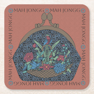 Porta-copo De Papel Quadrado Mah Jongg Flower Purse Porta copos