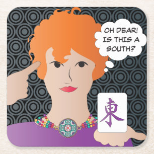 Porta-copo De Papel Quadrado Mah Jongg Sayings Winds Porta copos