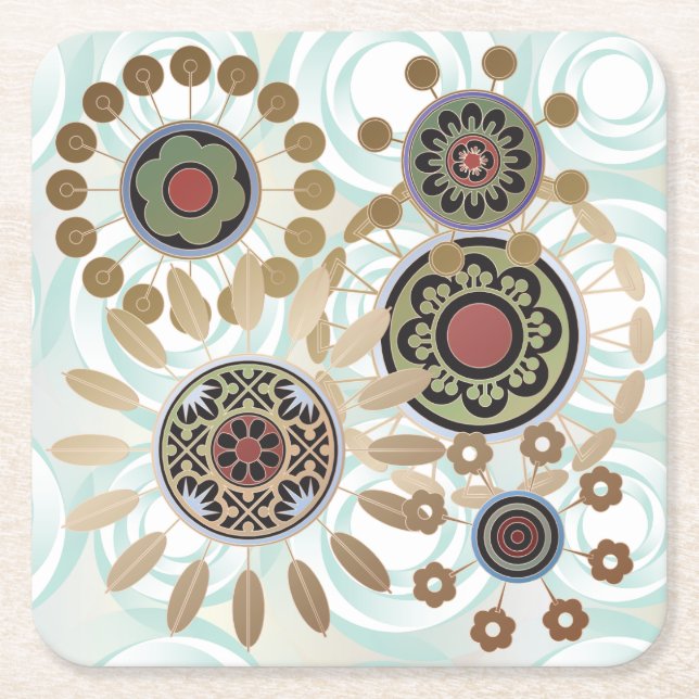 Porta-copo De Papel Quadrado Mah Jongg Starburst Dots Porta copos (Frente)