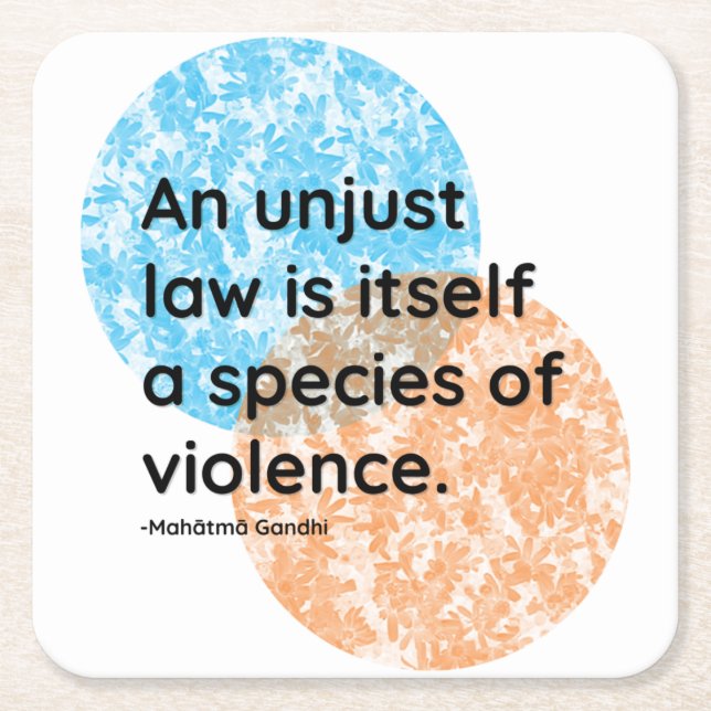 Porta-copo De Papel Quadrado Mahatma Gandhi cita (Frente)