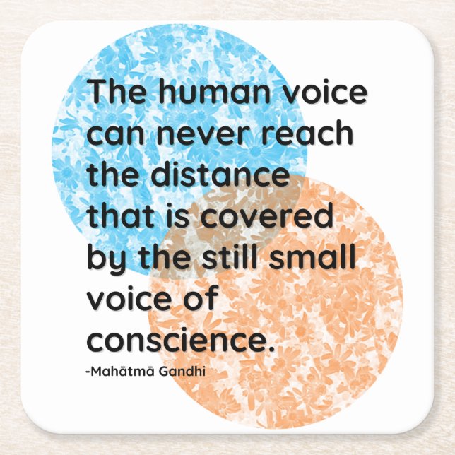 Porta-copo De Papel Quadrado Mahatma Gandhi Citação de Consciência (Frente)