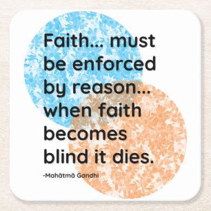 Porta-copo De Papel Quadrado Mahatma Gandhi Faith cita