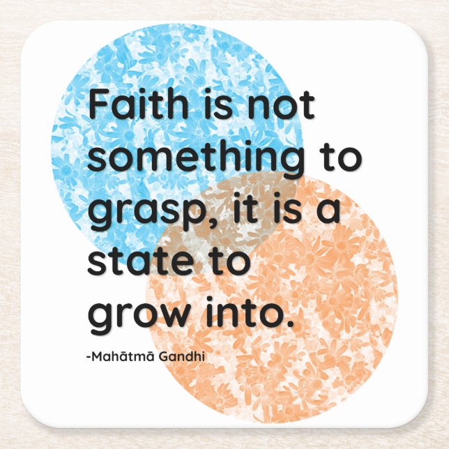 Porta-copo De Papel Quadrado Mahatma Gandhi Faith cita (Frente)