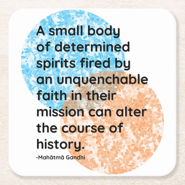 Porta-copo De Papel Quadrado Mahatma Gandhi History cita (Frente)